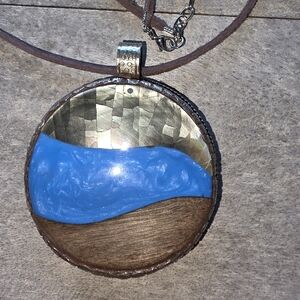 Tibetan Pendant Necklace with Abalone (3")